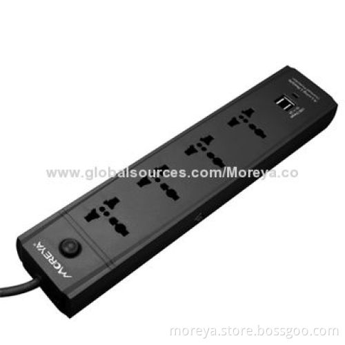 USB Spike Guard for AU, EU, UK, US Usage, with 4 Sockets + 2 USB Ports, Sure/Overload Protection